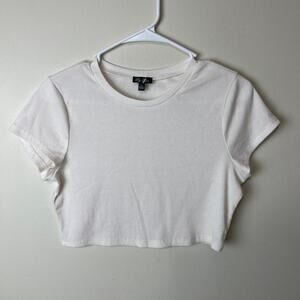 Lily Rose Short Sleeve Ribbed Cropped‎ Pull-Over T-Shirt Girl’s Size XL White